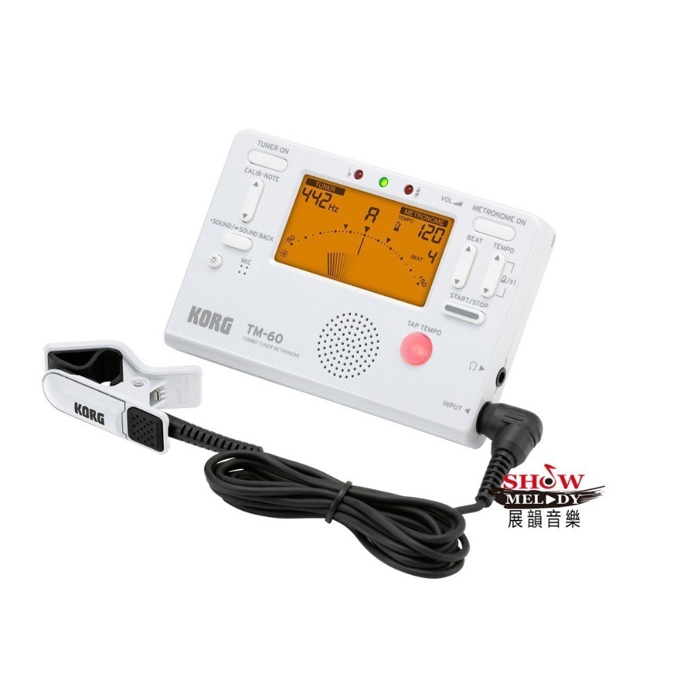 【展韻音樂】 KORG TM60C 黑色 白色 調音節拍器 含調音夾(拾音夾) 管樂團專用  樂團 三合一調音器-規格圖1