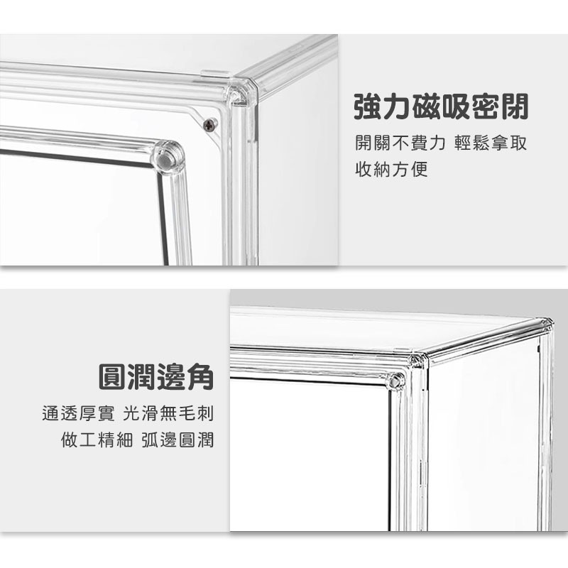 ✨加大款✨多功能模型盒 磁吸收納盒 透明鞋盒 模型收納盒 加大 包包收納盒 加厚鞋盒 翻蓋鞋盒 收納盒【00933】-細節圖3