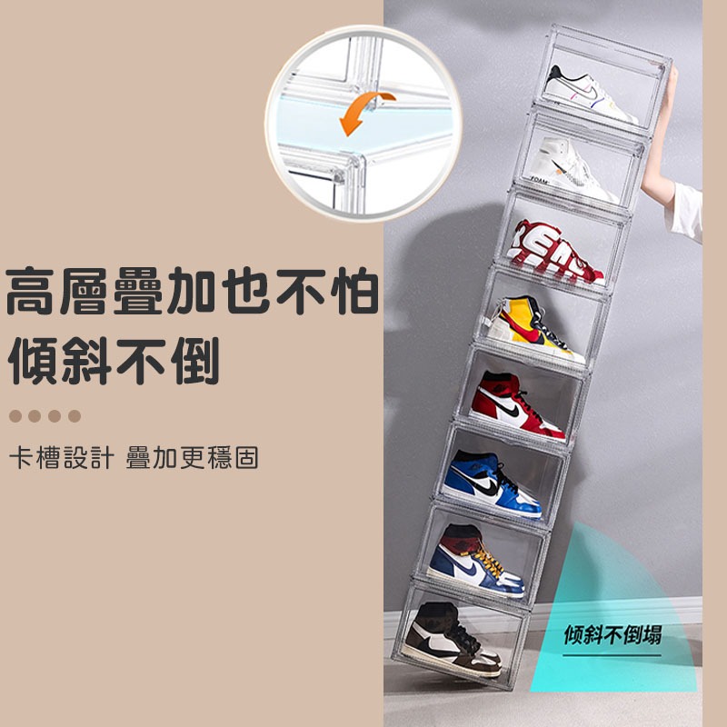 ✨加大款✨多功能模型盒 磁吸收納盒 透明鞋盒 模型收納盒 加大 包包收納盒 加厚鞋盒 翻蓋鞋盒 收納盒【00933】-細節圖7