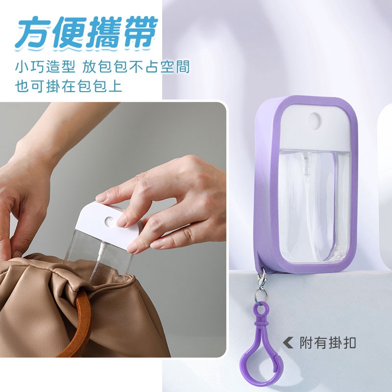 吊掛式噴霧瓶 分裝瓶 防疫必備 乾洗手分裝瓶 酒精分裝瓶 卡片式噴霧 馬卡龍色系 噴霧瓶 旅行用【60271】-細節圖8