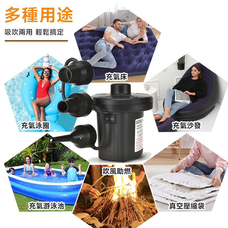 家車兩用電動充氣機 抽氣機 壓縮袋抽氣 充氣泵 充氣幫浦 小型充氣機 抽氣 打氣機 床墊充氣 抽氣筒【60200】-細節圖2