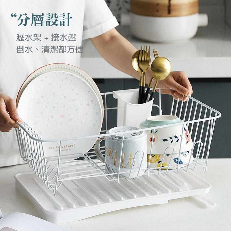 碗盤餐具瀝水架 碗盤瀝水收納架 多功能廚房置物架 日式鐵藝餐具碗碟收納架 碗盤收納架 瀝水架 碗碟架【00717】-細節圖2