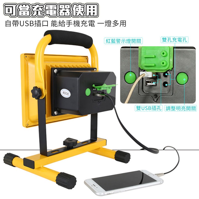 LED露營投光燈 探照燈 戶外露營燈 可攜帶式燈 投射燈 超亮戶外照明燈 釣魚燈 紅藍雙閃交通預警燈 防水【00787】-細節圖5