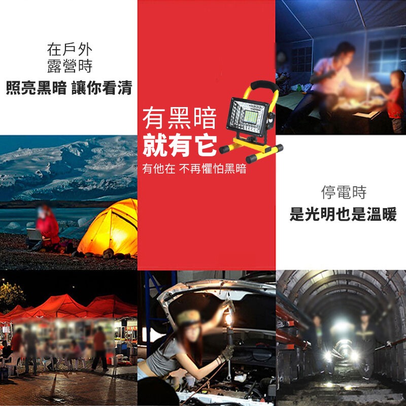 LED露營投光燈 探照燈 戶外露營燈 可攜帶式燈 投射燈 超亮戶外照明燈 釣魚燈 紅藍雙閃交通預警燈 防水【00787】-細節圖8