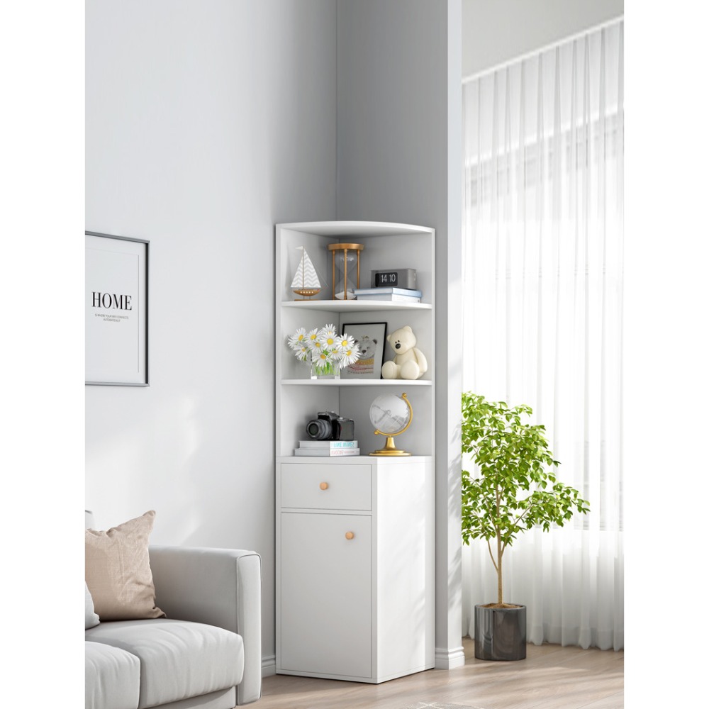 多層轉角置物櫃 三角櫃 拐角櫃 角落墻角櫃 書架櫃 置物櫃 邊櫃 白色 收納櫃 層櫃 層架 櫃子 置物架【00641】-規格圖8