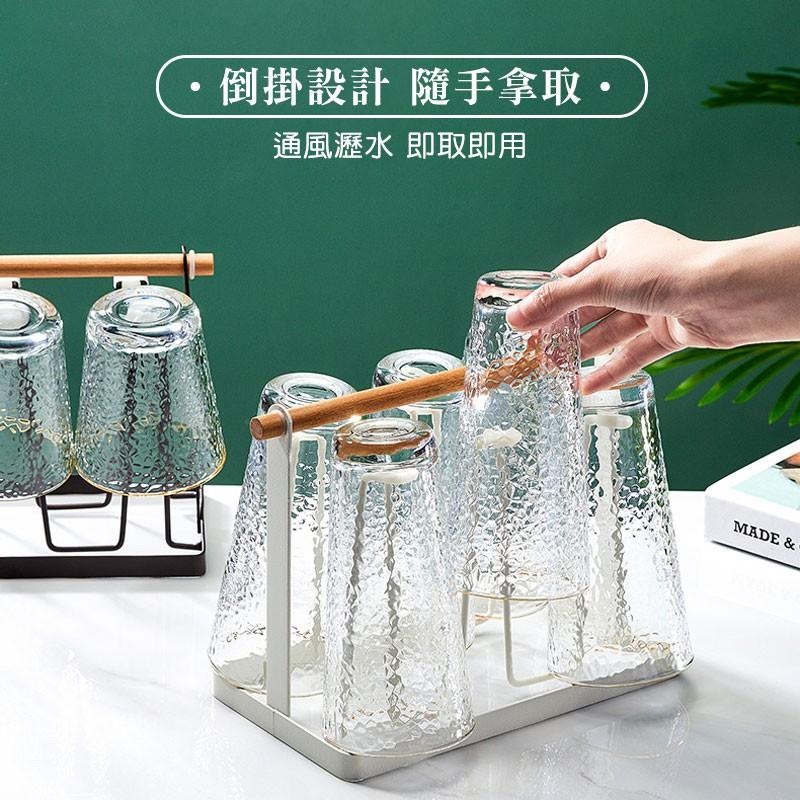 鐵藝瀝水杯架 水杯架 杯子架 倒放杯架 收納杯架 瀝水架 杯子收納架  日式6掛勾鐵藝杯架  馬克杯架-細節圖2