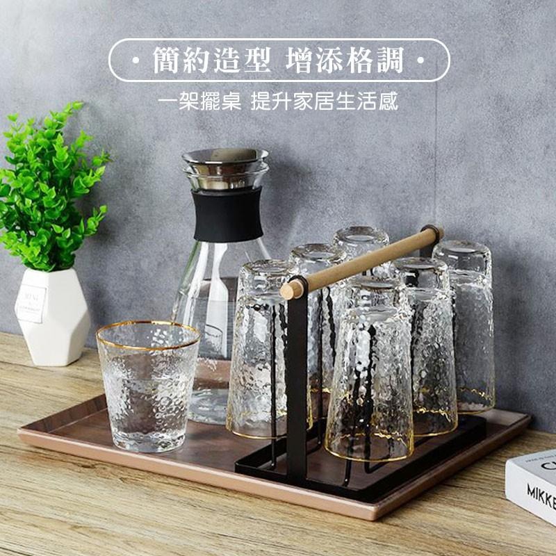 鐵藝瀝水杯架 水杯架 杯子架 倒放杯架 收納杯架 瀝水架 杯子收納架  日式6掛勾鐵藝杯架  馬克杯架-細節圖3