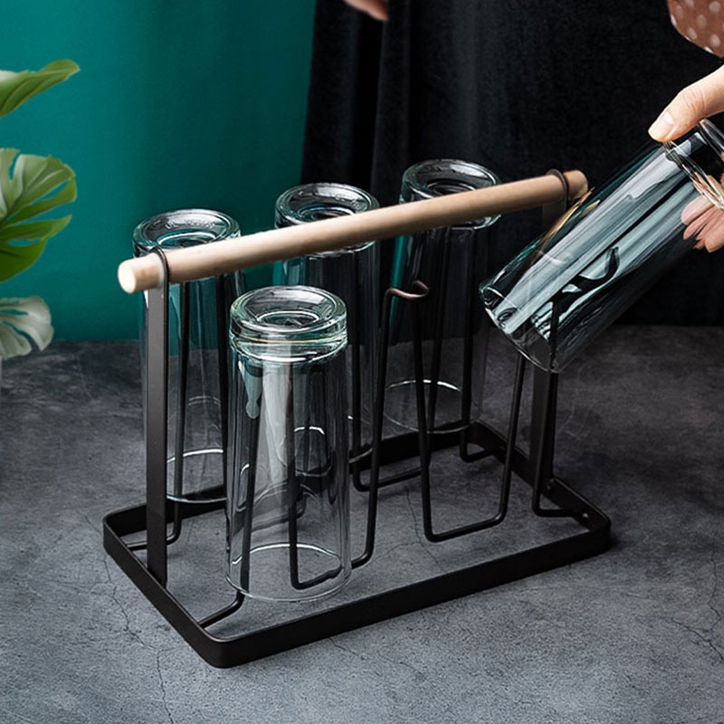 鐵藝瀝水杯架 水杯架 杯子架 倒放杯架 收納杯架 瀝水架 杯子收納架  日式6掛勾鐵藝杯架  馬克杯架-規格圖8