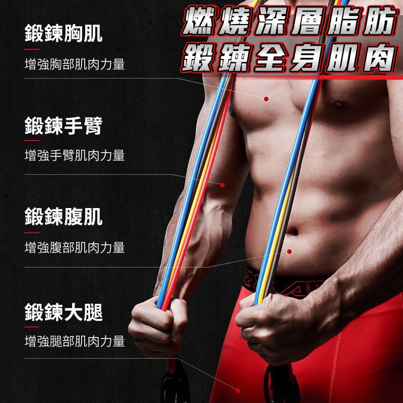 【TRX彈力拉力繩 彈力繩 健身阻力繩 訓練帶 健身 11件組  重訓 訓練繩 增肌 運動器材【00838】-細節圖2