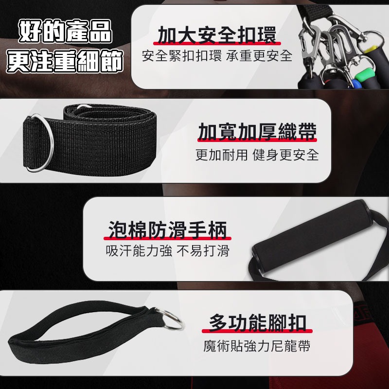 【TRX彈力拉力繩 彈力繩 健身阻力繩 訓練帶 健身 11件組  重訓 訓練繩 增肌 運動器材【00838】-細節圖7