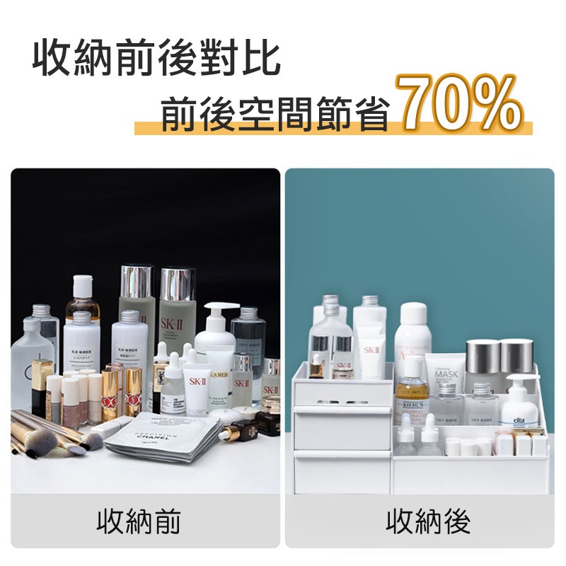 多功能抽屜式化妝盒 多功能收納盒 階梯式收納盒 化妝品收納盒 雜物收納盒 文具收納盒 雙層收納【00705】-細節圖2