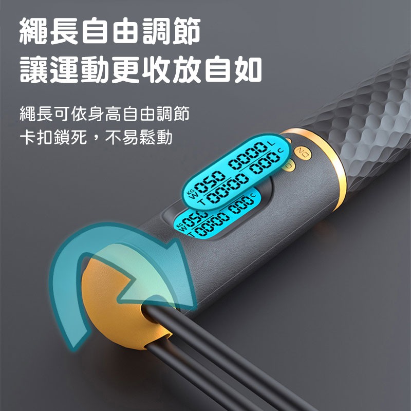 智能計數負重跳繩 繩球跳繩 無繩跳繩 鋼絲跳繩 軸承跳繩 一繩兩用 室內運動 戶外運動 卡路里健身減肥瘦身【00893】-細節圖5