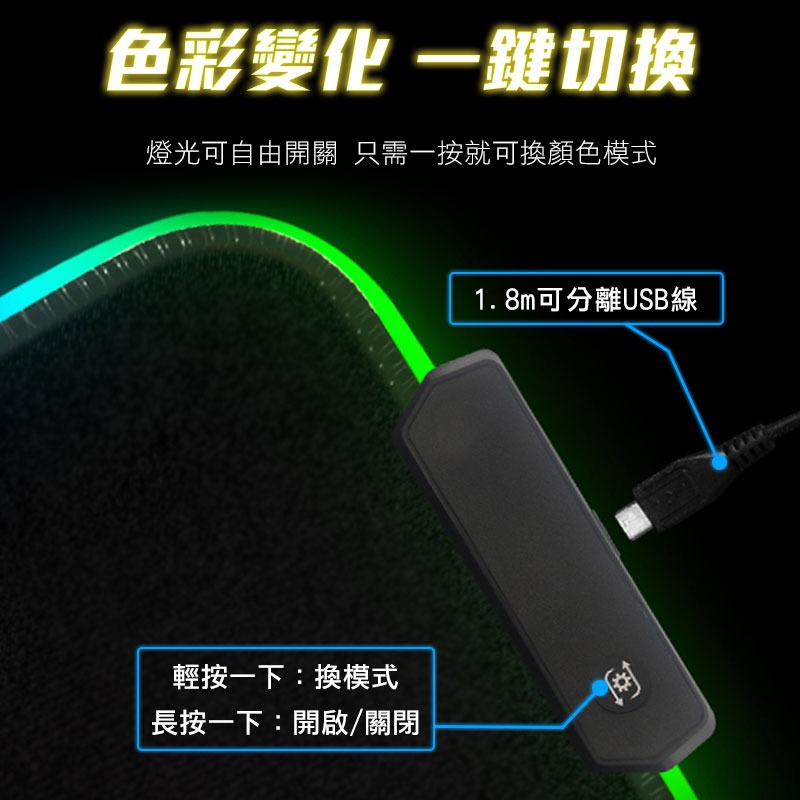 RGB電競炫光滑鼠墊 LED七彩炫光 RGB 加長版電競滑鼠墊 遊戲滑鼠墊 電競發光 滑鼠鍵盤墊 電競 【00757】-細節圖7