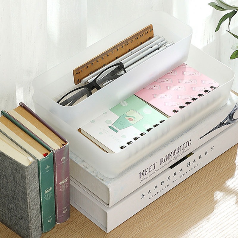 磨砂收納盒 11款 透明磨砂 桌面化妝盒 桌上收納 分隔盒 抽屜收納盒 分隔收納 辦公室收納 化妝品收納 居家收納-細節圖9