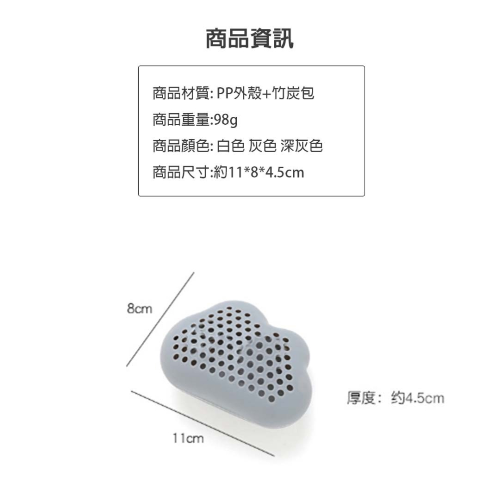 雲朵冰箱除臭去味盒 雲朵吸盤式除味盒 冰箱除臭盒子 除味竹炭盒 北歐風家居 文青簡約除味0【00317】-細節圖5