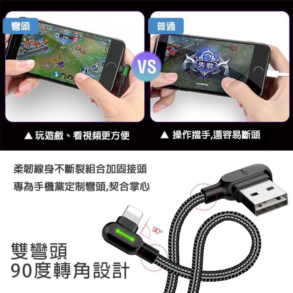 90度 Phone彎頭充電線(1.8M) Mcdodo 鈕扣系列I 閃充線 2A智能呼吸燈傳輸線蘋果快充【00273】-細節圖4