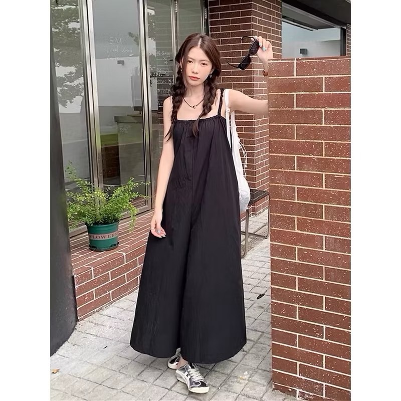 ꒰ 全新 ꒱  彈性鬆緊平口吊帶連身褲-細節圖3