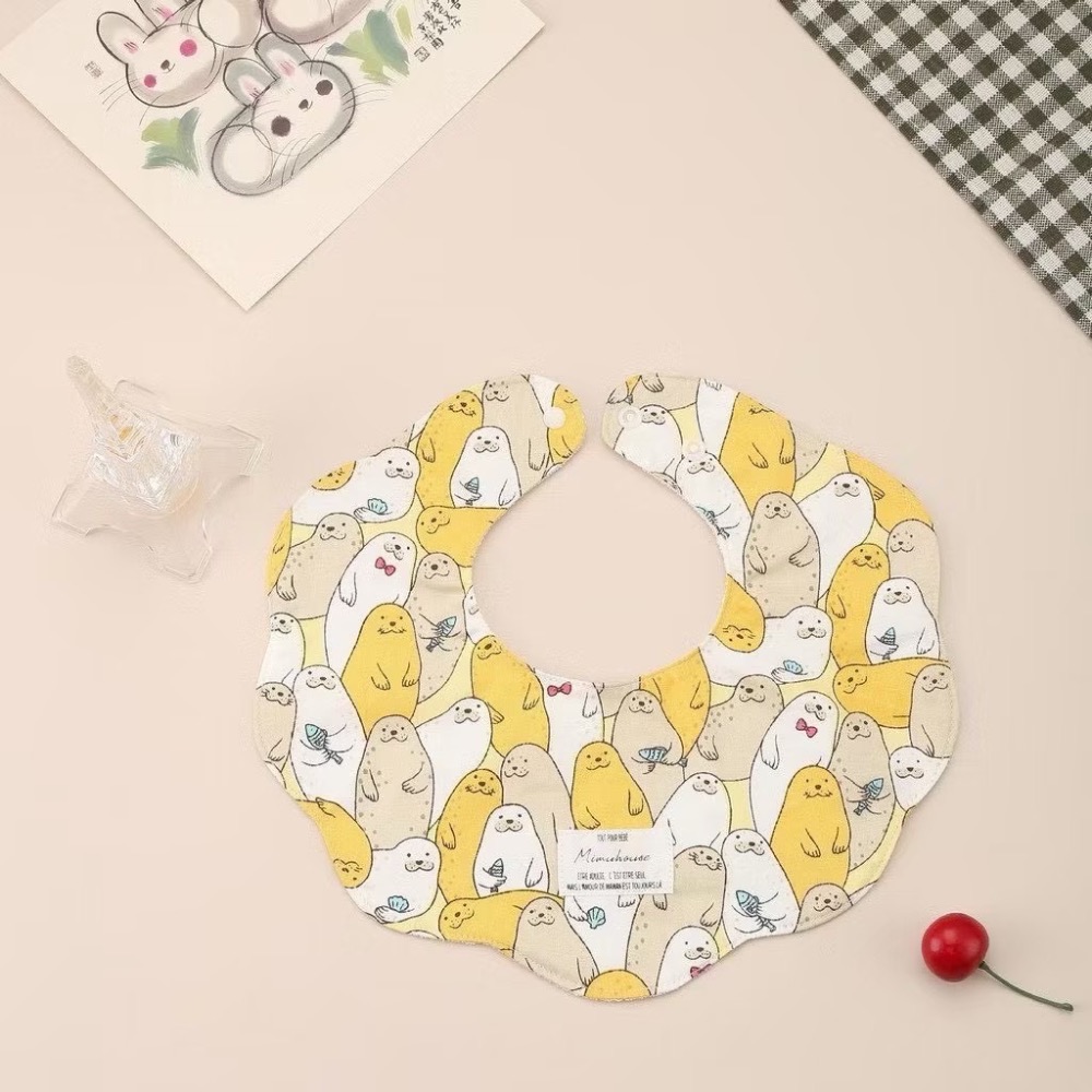 韓版同款360度可旋轉口水巾兒童圍兜A類棉防水嬰兒口水巾-規格圖1