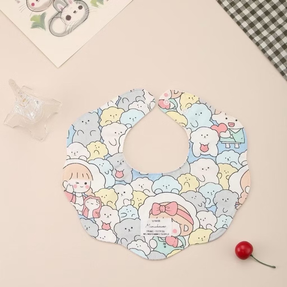 韓版同款360度可旋轉口水巾兒童圍兜A類棉防水嬰兒口水巾-規格圖1