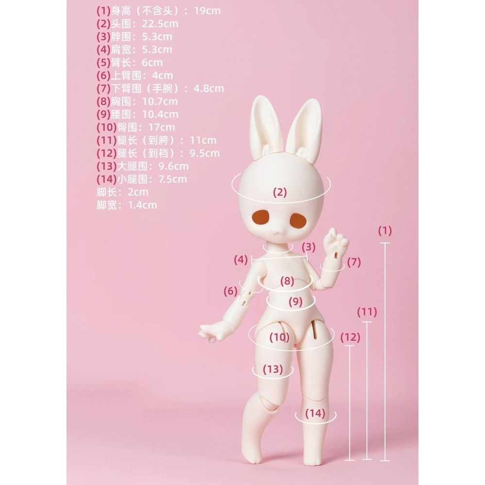 【喵汪小舖】【素體】兔兔雪餅／三插六／6分／BJD-細節圖3