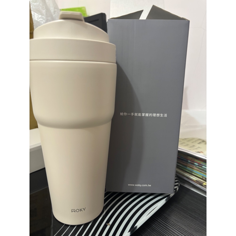 （免運）WOKY 沃廚 渾圓杯雙層陶瓷保溫杯 750毫升 X 2件組 靄緋粉+橡白 好市多-規格圖9