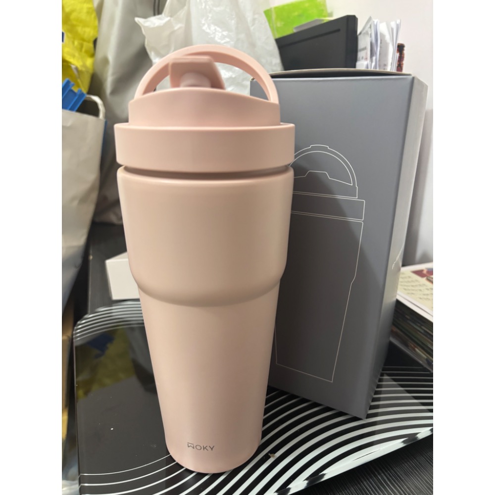 （免運）WOKY 沃廚 渾圓杯雙層陶瓷保溫杯 750毫升 X 2件組 靄緋粉+橡白 好市多-規格圖9