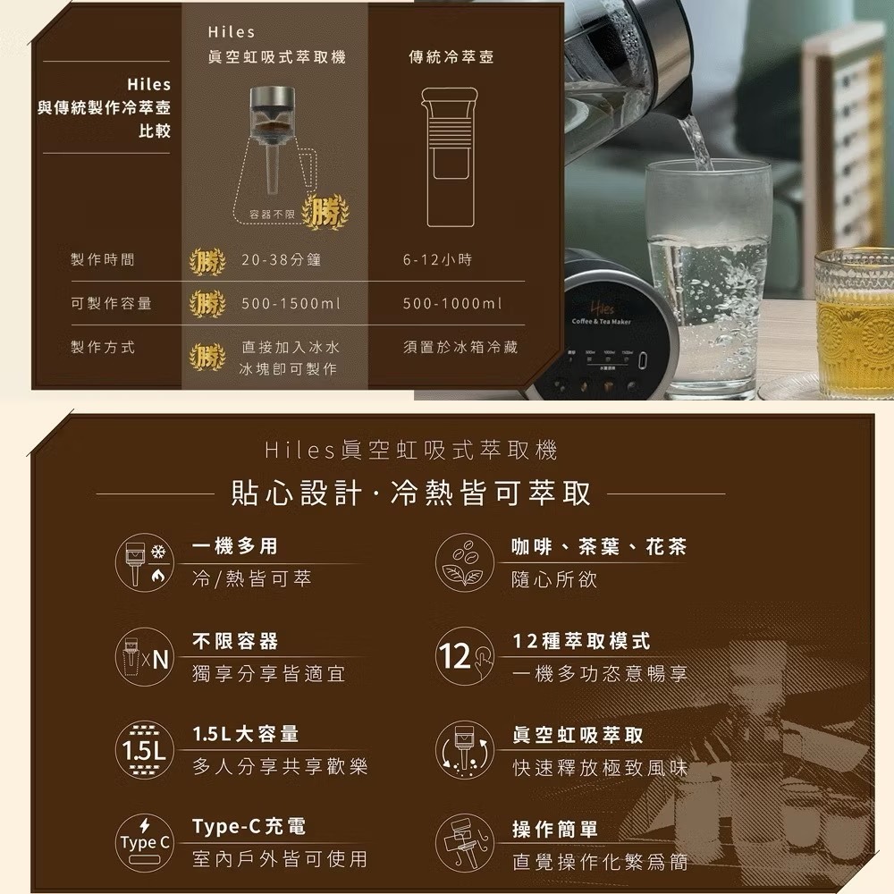 Hiles 真空虹吸式冷熱萃取機 HE-605 (冷萃咖啡速成神器)-細節圖6