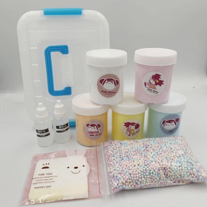 史萊姆 馬卡龍5色手提禮盒組 slime 舒壓玩具【迷你小舖】-細節圖2