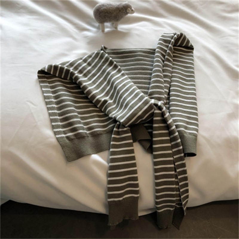 「現貨」百搭韓系條紋披肩-細節圖3