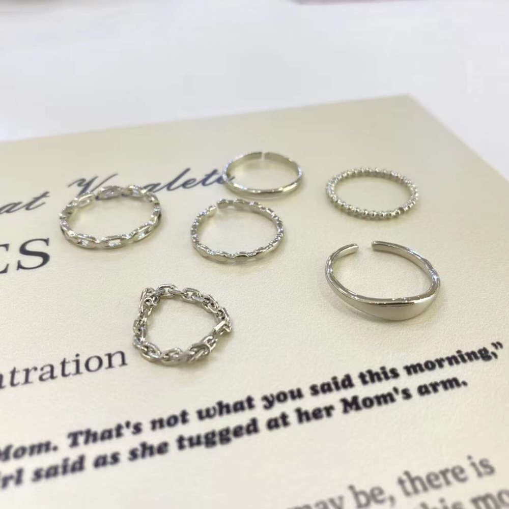 「現貨」韓國100%正韓  新款組合開口戒指 一組6個-細節圖2