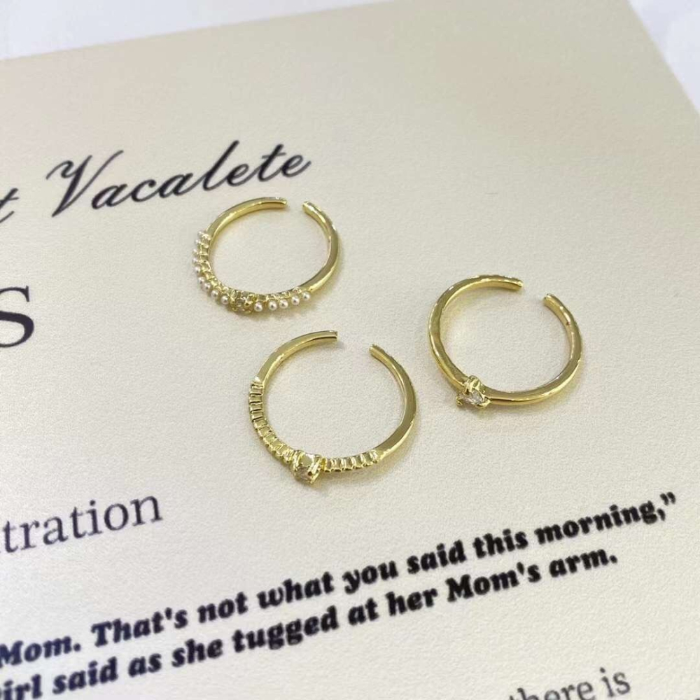 「現貨」韓國100%正韓  新款 開口珍珠套戒 一組3個-細節圖2