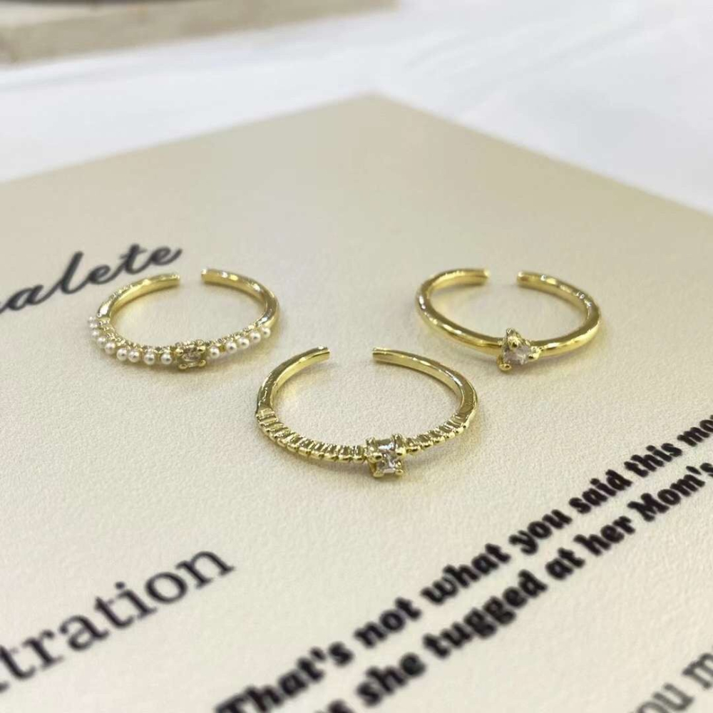 「現貨」韓國100%正韓  新款 開口珍珠套戒 一組3個-細節圖3