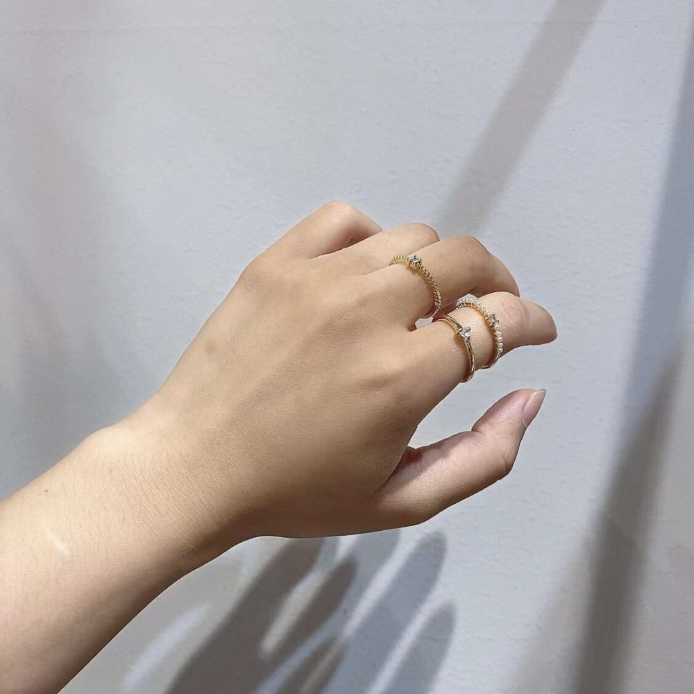 「現貨」韓國100%正韓  新款 開口珍珠套戒 一組3個-細節圖4