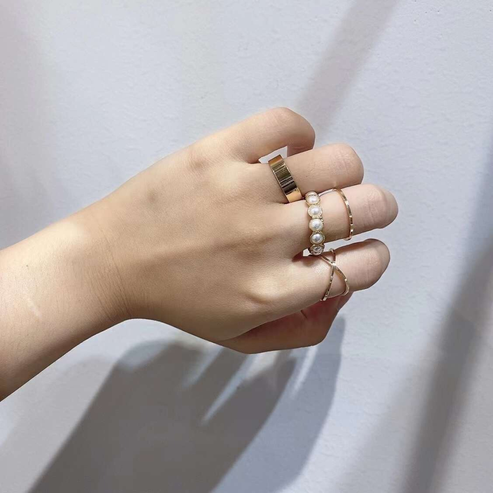 「現貨」韓國100%正韓  珍珠套戒 組合套組-細節圖3