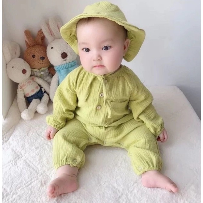 「現貨」嬰幼兒 新生寶寶連身包屁衣 - 附帽子-細節圖2