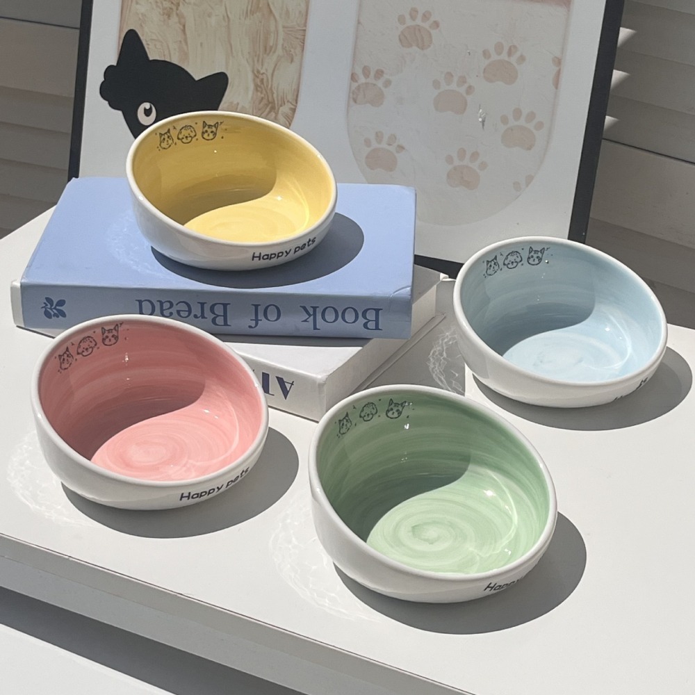 預購 / 陶瓷高腳貓碗可愛狗狗碗貓咪罐頭碗護頸不易打翻 /C80-細節圖2