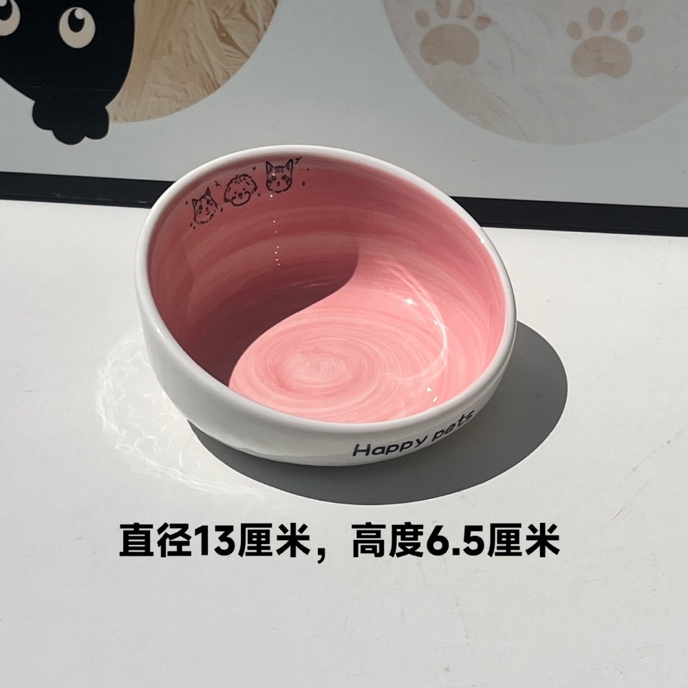 預購 / 陶瓷高腳貓碗可愛狗狗碗貓咪罐頭碗護頸不易打翻 /C80-細節圖4