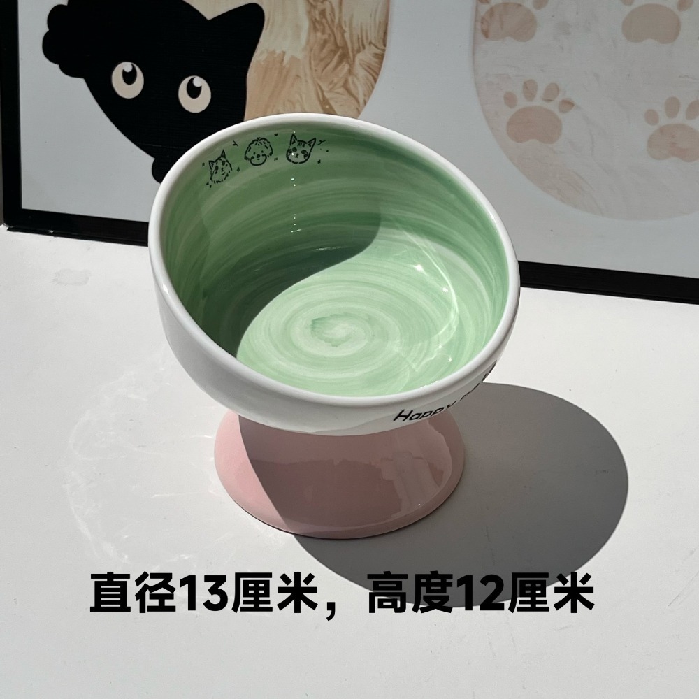 綠色斜口高腳碗