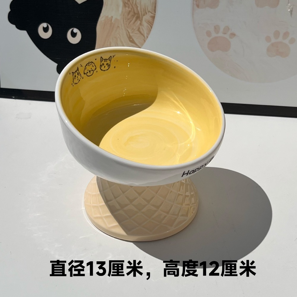 預購 / 陶瓷高腳貓碗可愛狗狗碗貓咪罐頭碗護頸不易打翻 /C80-規格圖9