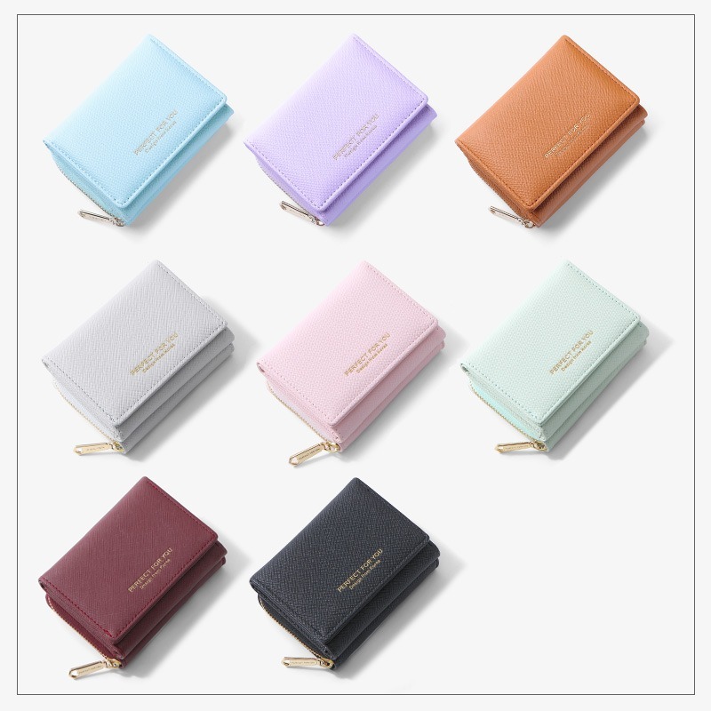 預購 / 時尚皮夾女短版十字紋錢夾高級感零皮夾大容量 / C82-細節圖2