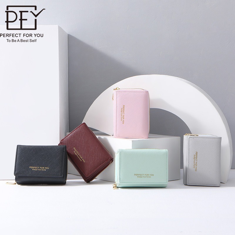 預購 / 時尚皮夾女短版十字紋錢夾高級感零皮夾大容量 / C82-細節圖3