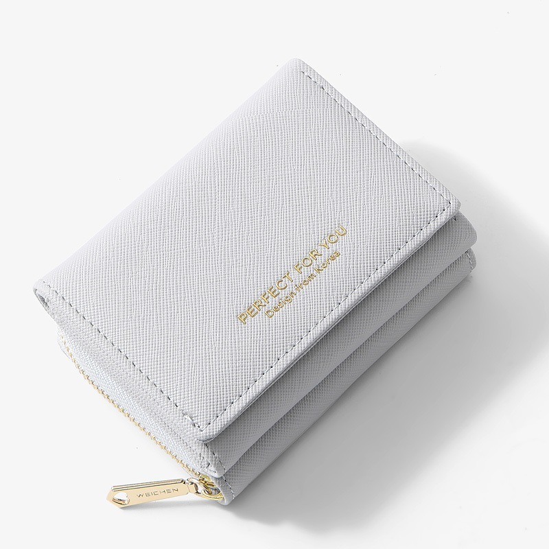 預購 / 時尚皮夾女短版十字紋錢夾高級感零皮夾大容量 / C82-細節圖8