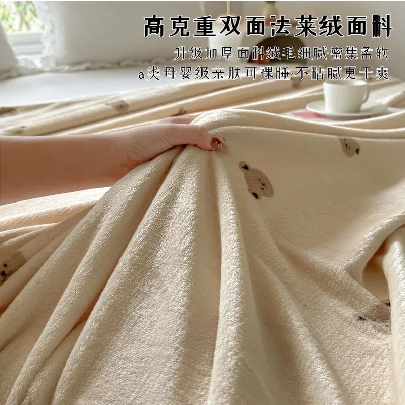預購款C83 / A類牛奶絨毛毯ins秋冬加厚保暖床單法萊絨辦公室午睡毯雙面絨-細節圖3