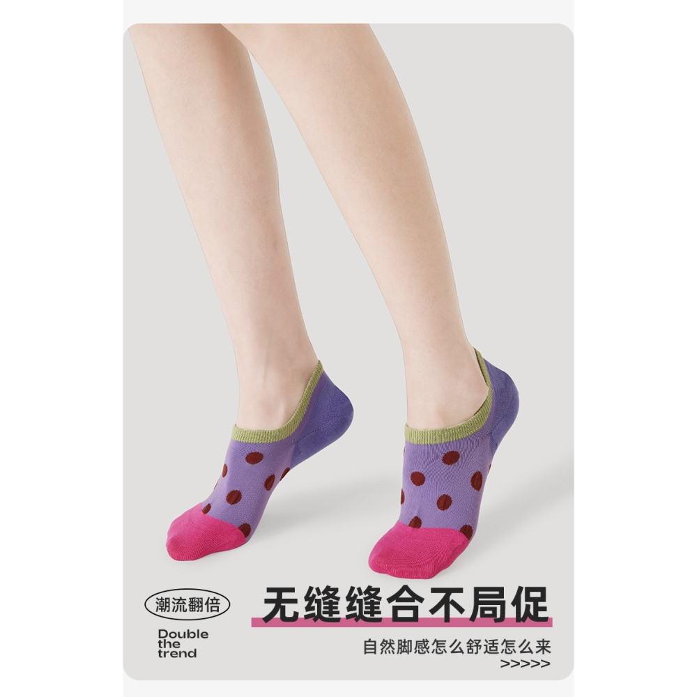 預購款 C90/ 日系撞色波點春夏船襪女防滑不掉跟淺口隱形襪-細節圖6