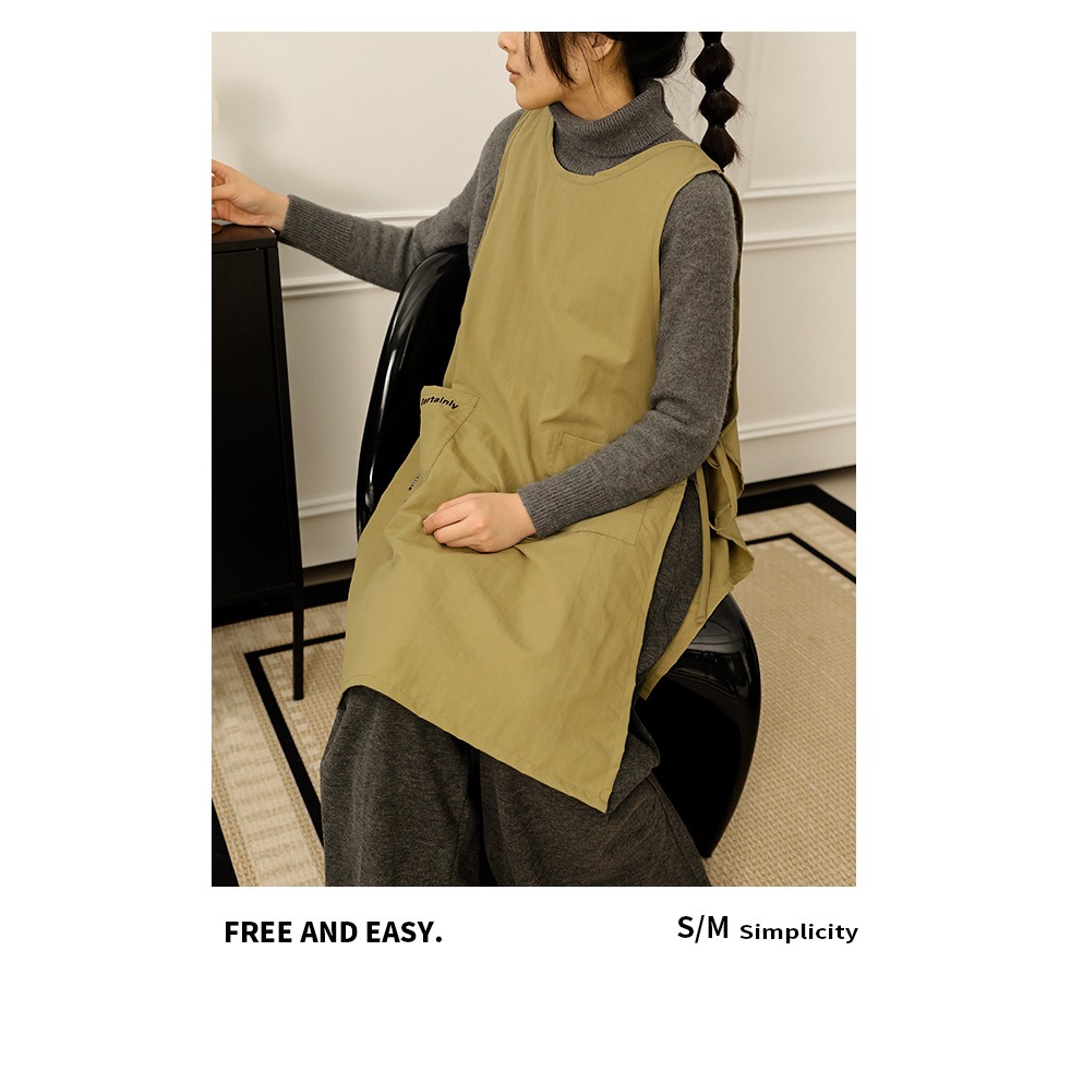 預購款 C98/防污家用圍裙加長日韓式廚房圍兜畫畫咖啡店工作服-細節圖2