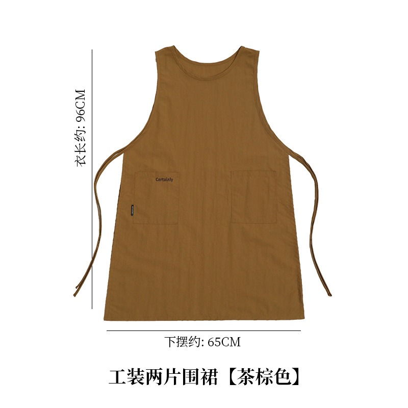 預購款 C98/防污家用圍裙加長日韓式廚房圍兜畫畫咖啡店工作服-細節圖5