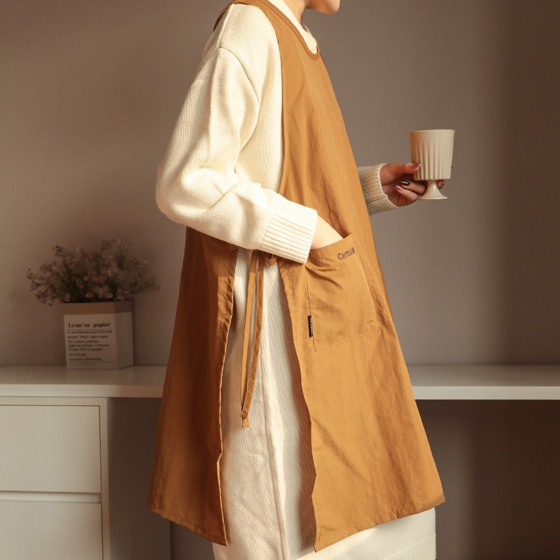 預購款 C98/防污家用圍裙加長日韓式廚房圍兜畫畫咖啡店工作服-細節圖8