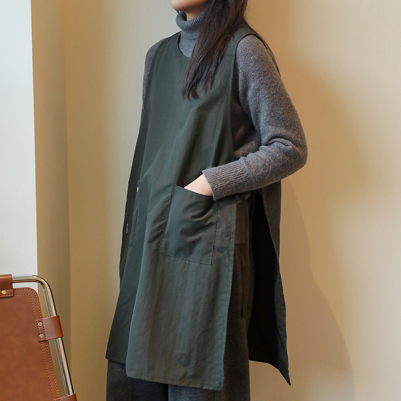 預購款 C98/防污家用圍裙加長日韓式廚房圍兜畫畫咖啡店工作服-細節圖9