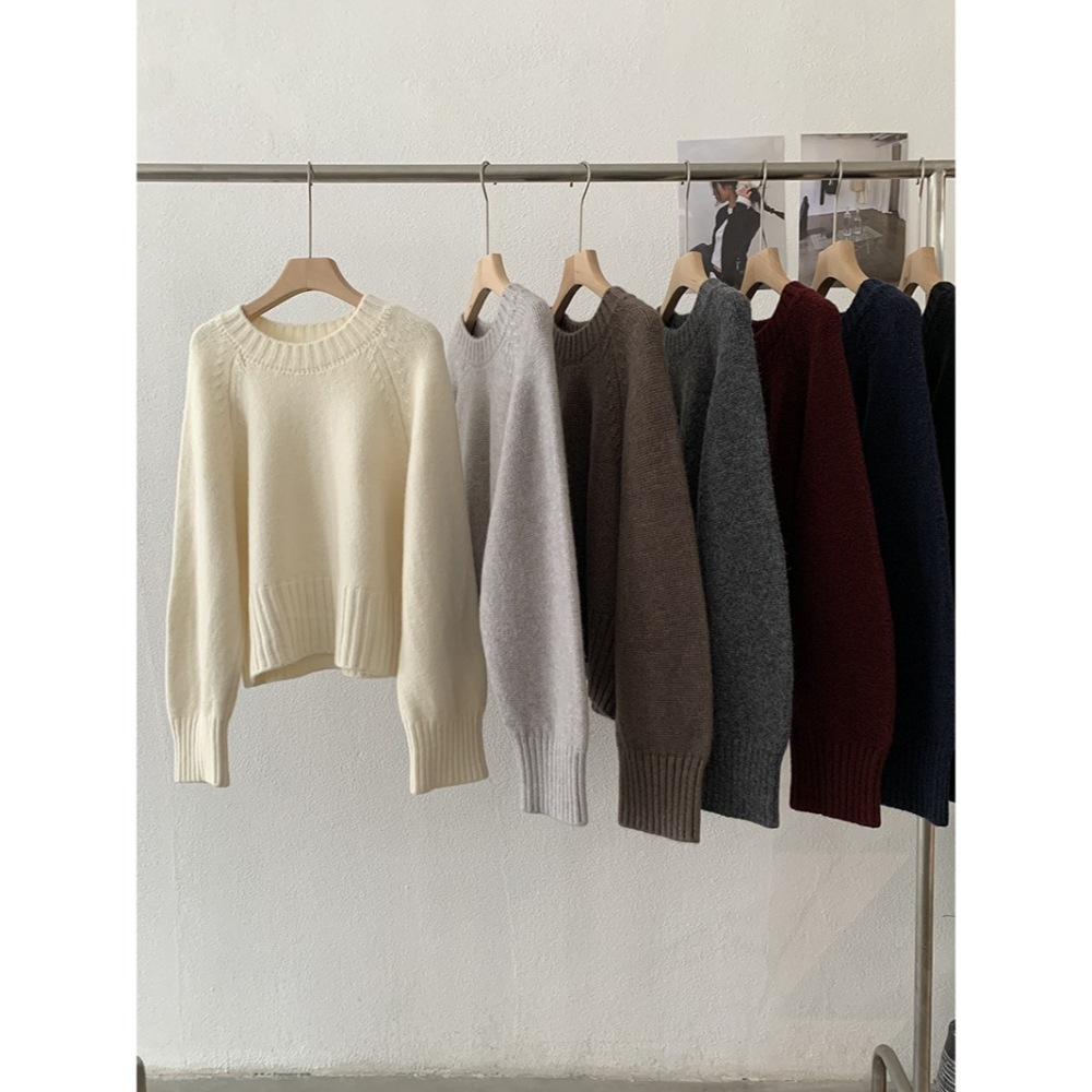 預購款C127 / 歐瑪萊插肩袖針織衫正肩毛衣秋季新款純色軟糯長袖上衣-細節圖4