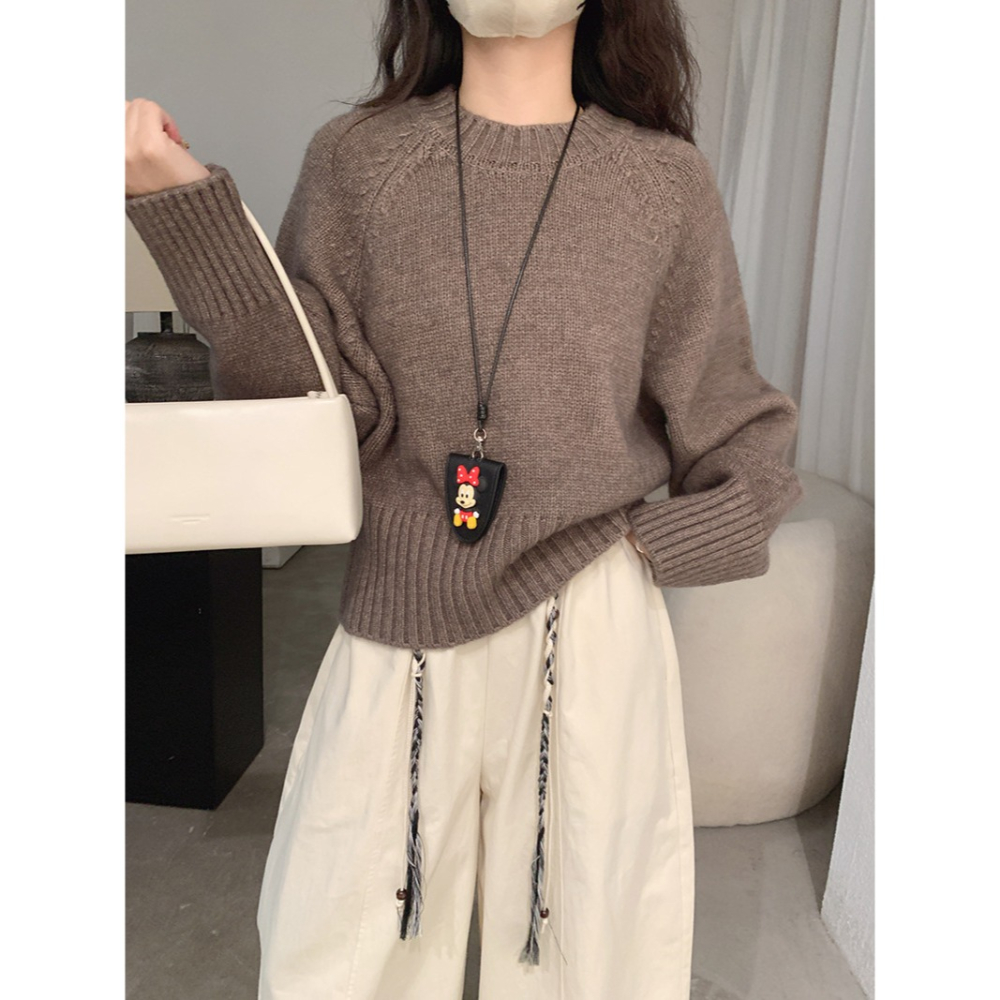 預購款C127 / 歐瑪萊插肩袖針織衫正肩毛衣秋季新款純色軟糯長袖上衣-細節圖7